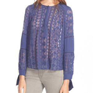 Rebecca Taylor Embroidered Silk Amethyst Blouse